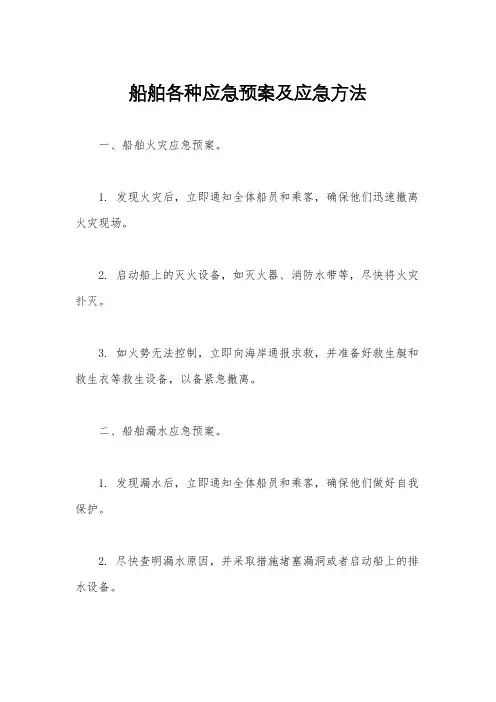 船舶各种应急预案及应急方法