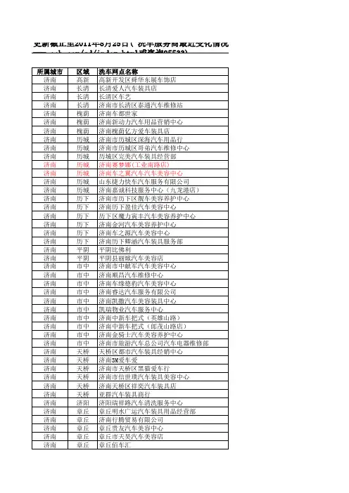 山东建行洗车卡网点