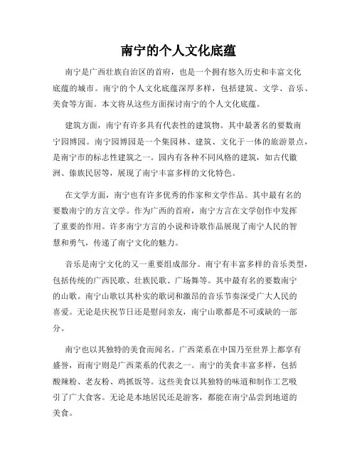 南宁的个人文化底蕴