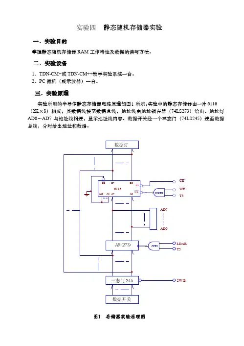 计算机组成原理实验之静态随机存储器实验
