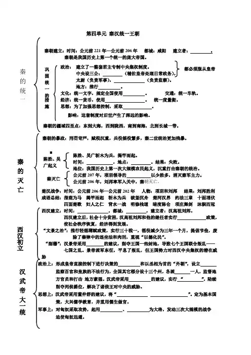 岳麓版七上第四单元 复习学案