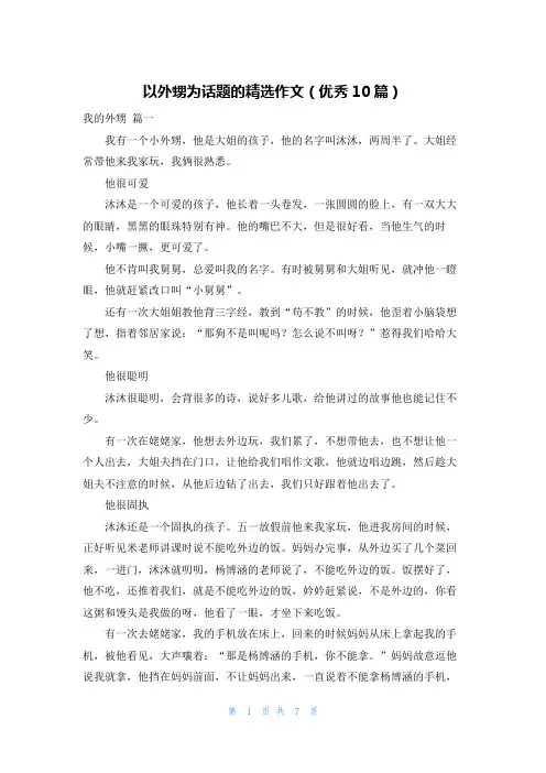 以外甥为话题的精选作文(优秀10篇)