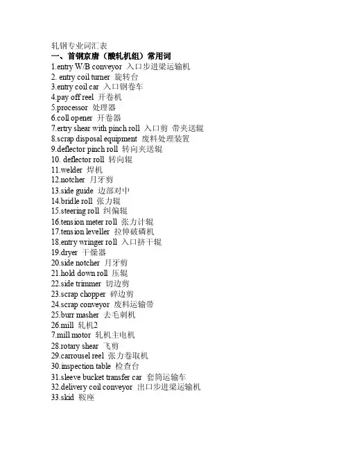 轧钢专业词汇表