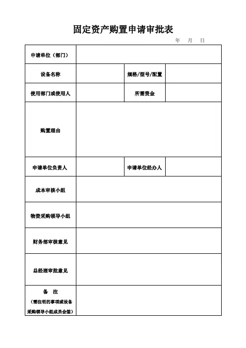 固定资产申请审批表