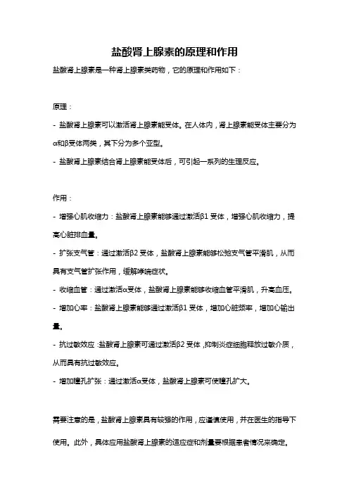 盐酸肾上腺素的原理和作用