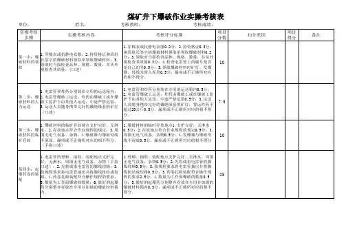 煤矿爆破作业实操考核表