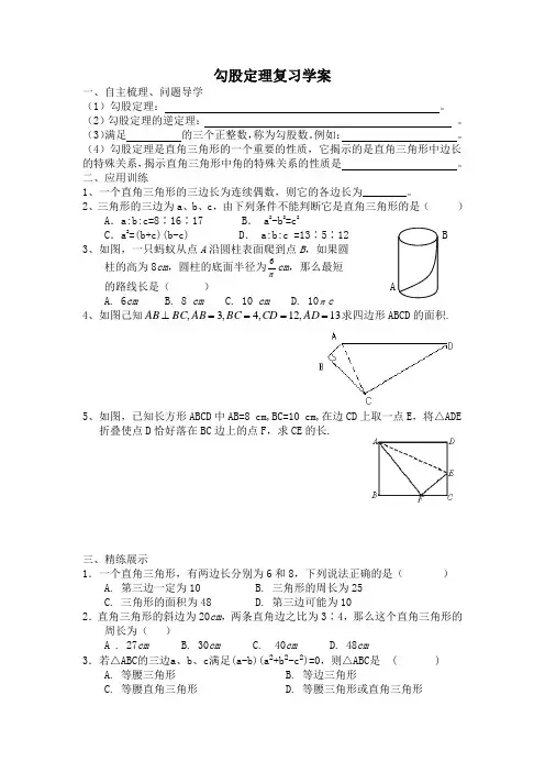 14勾股定理复习导学案 - 副本