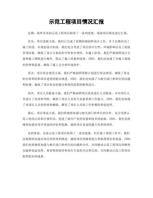 示范工程项目情况汇报