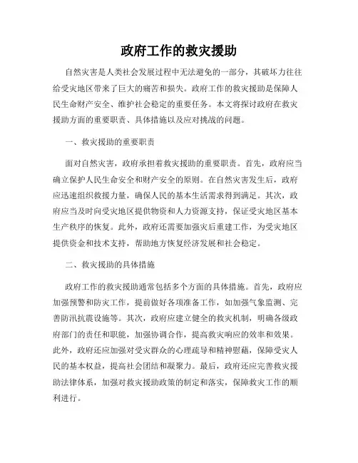 政府工作的救灾援助