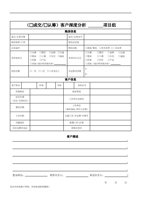 客户描摹模板