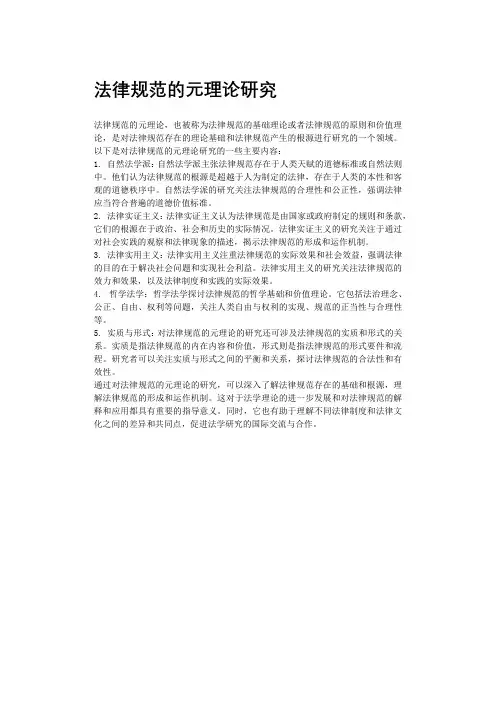法律规范的元理论研究