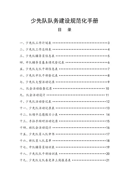 少先队队务建设规范化手册 精品