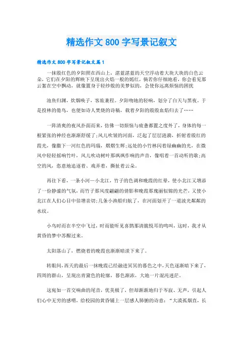 精选作文800字写景记叙文