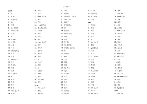 八年级下册英语单词默写表(人教版)
