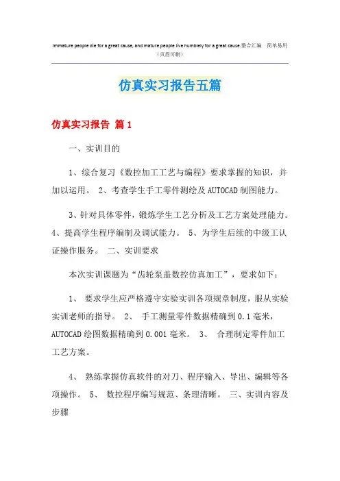 仿真实习报告五篇