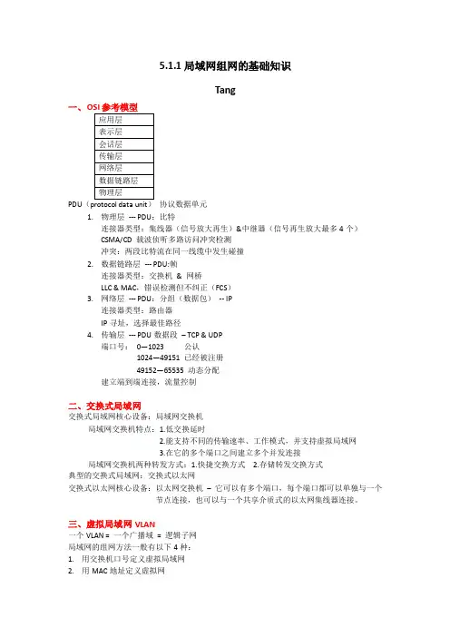 5.1.1局域网组网的基础知识