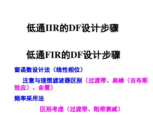 6FIR和IIR数字滤波器设计步骤归纳及特点小结课稿