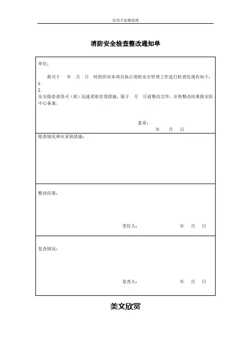 【酒店行业】消防安全检查整改通知单.doc