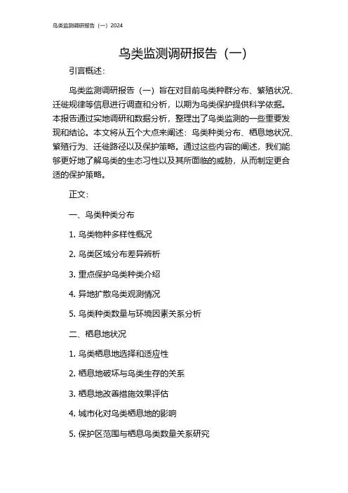 鸟类监测调研报告(一)2024