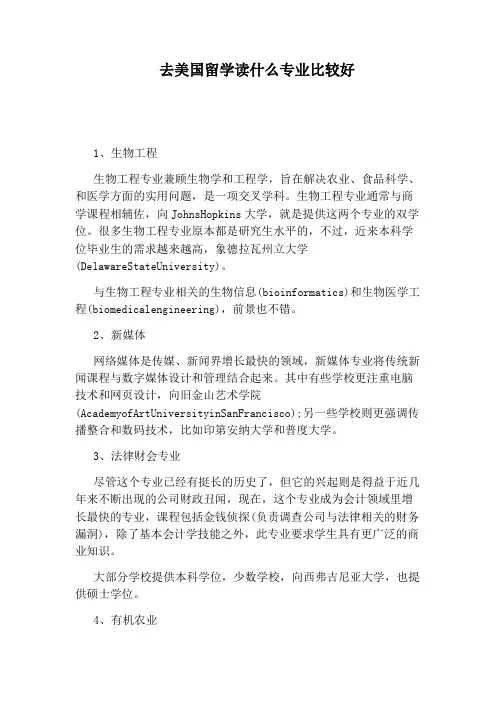 去美国留学读什么专业比较好