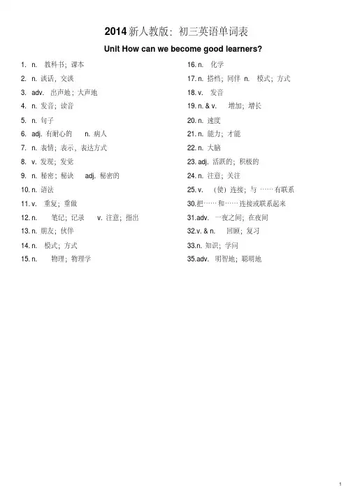 2014新版新目标九年级英语单词表_汉语.