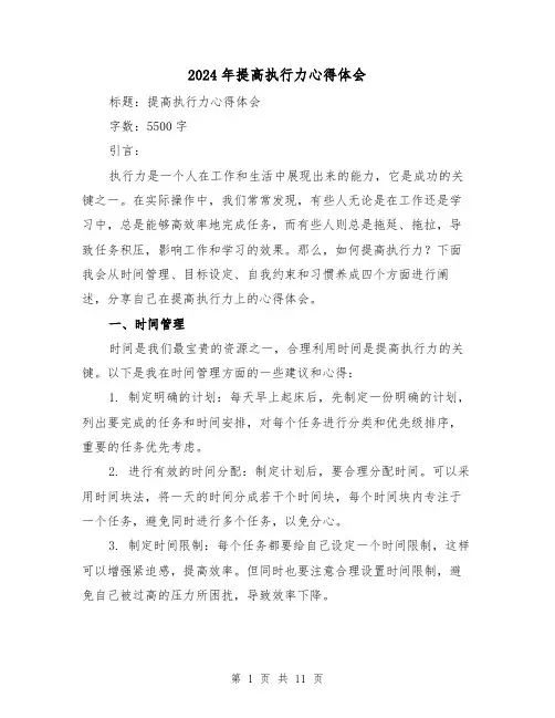 2024年提高执行力心得体会(五篇)