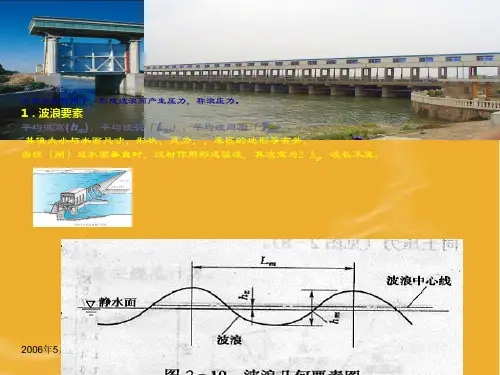 五、浪压力水面在风作用下,形成波浪而产生压力,称浪压力。 1.波浪 ...