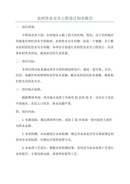 农村饮水安全工程设计初步报告