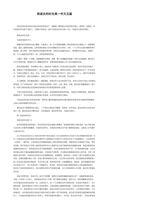 致逝去的时光高一作文五篇