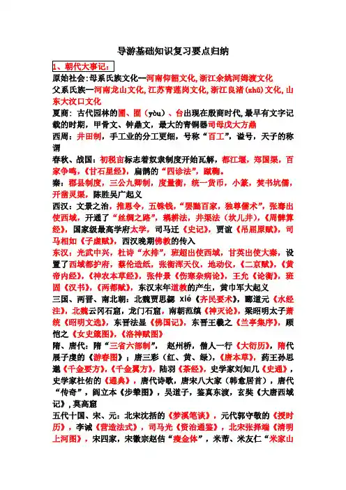 导游基础知识复习要点归纳(个人收集整理)