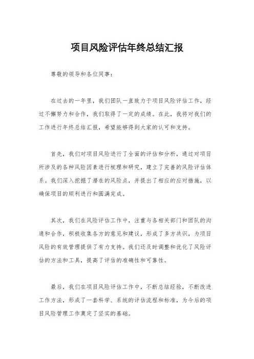 项目风险评估年终总结汇报