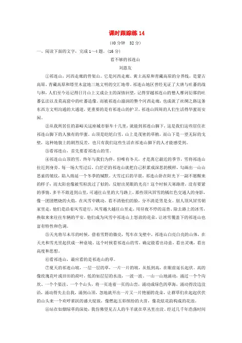 2025届高考语文一轮总复习课时跟踪练14