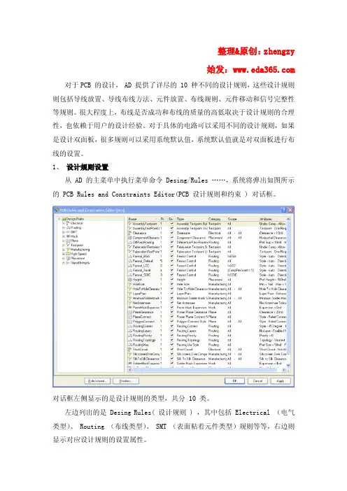 AD中关于PCB规则的设置
