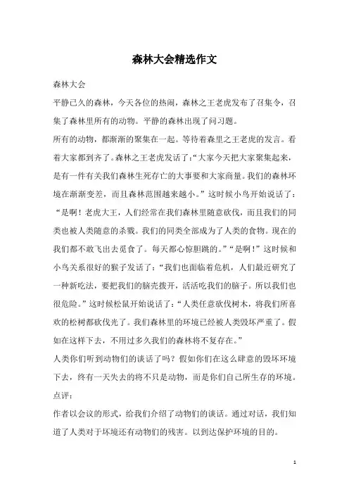 森林大会精选作文
