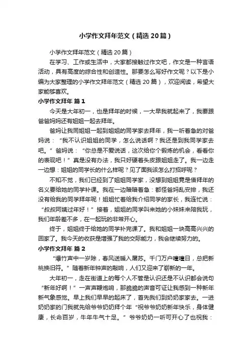 小学作文拜年范文（精选20篇）
