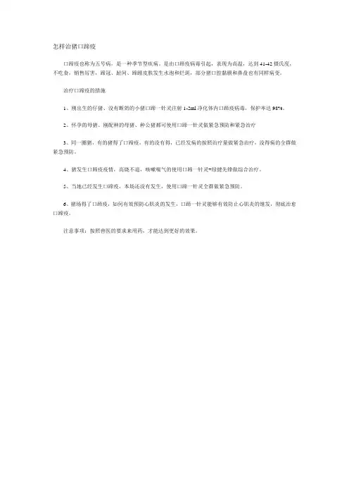 怎样治猪口蹄疫