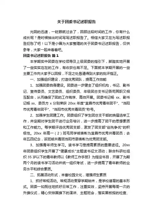 关于团委书记述职报告