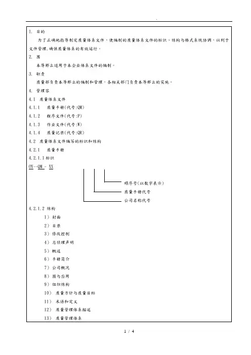 体系文件编号规则