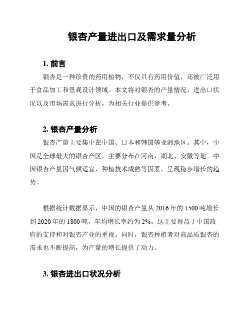 银杏产量进出口及需求量分析