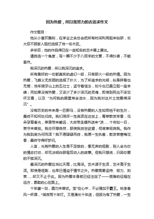 因为热爱，所以我努力的去追求作文