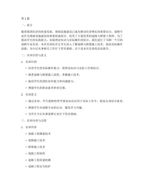 道桥专业实训总结报告(3篇)