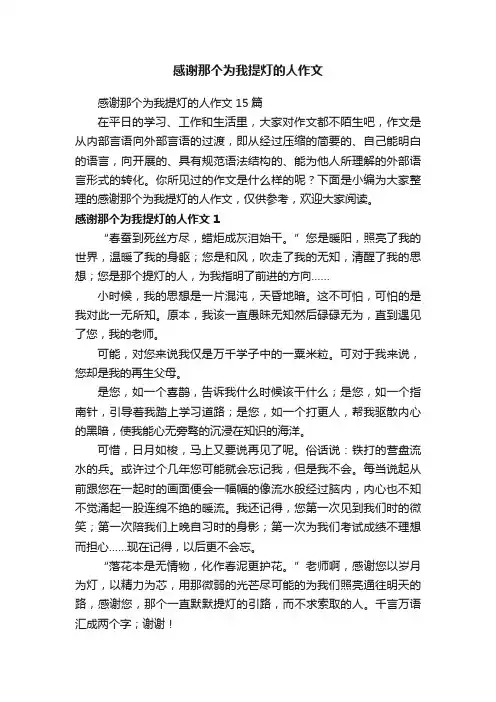 感谢那个为我提灯的人作文15篇