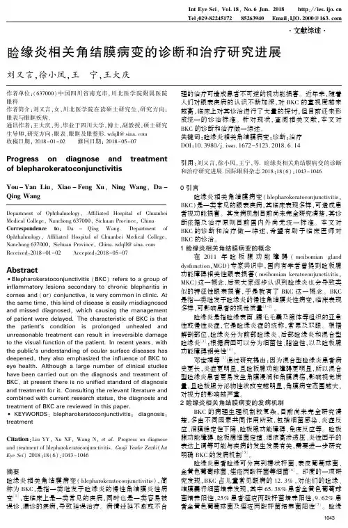 睑缘炎相关角结膜病变的诊断和治疗研究进展