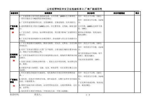 安全卫生检查标准2-厂容厂貌规范性70