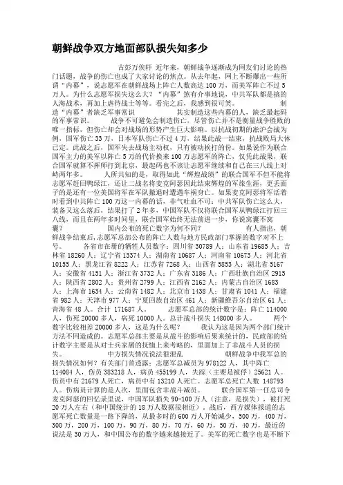 朝鲜战争双方地面部队损失知多少.