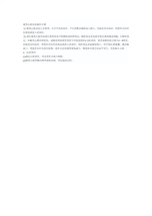 禽类心脏采血操作步骤