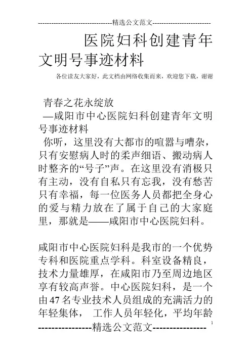 医院妇科创建青年文明号事迹材料