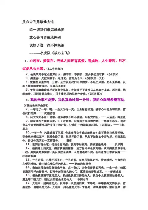 放心去飞勇敢地去追