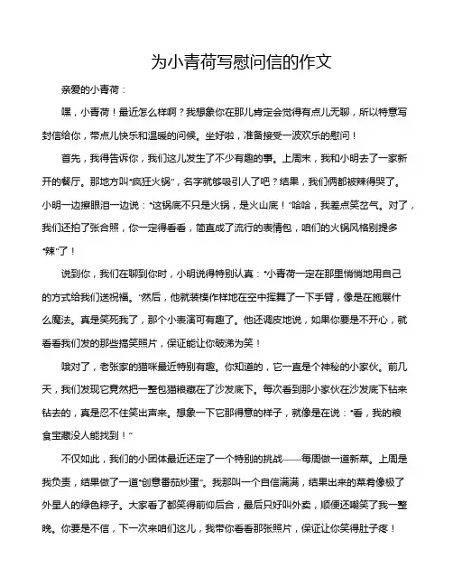 为小青荷写慰问信的作文