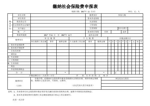 缴纳社会保险费申报表